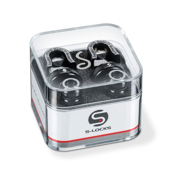 SCHALLER 14010401 (1446) Security Lock крепление для ремня с блокировкой для гитары (пара),  покрытие черный Хром, вес 22 гр