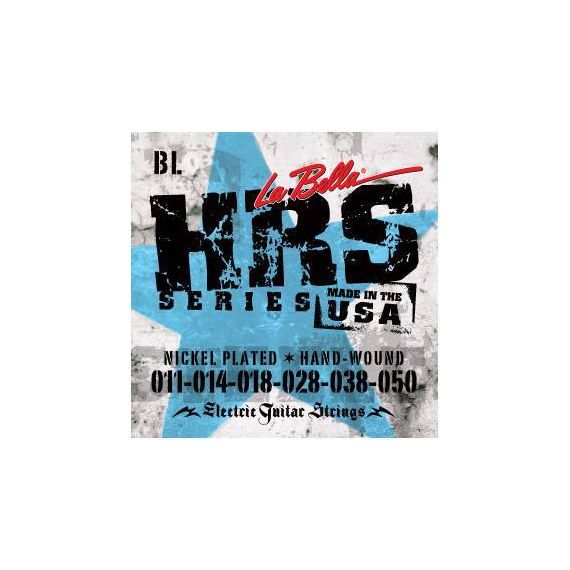 LA BELLA HRS-BL Hard Rockin Steel Комплект струн для электро-гитары. Верхние струны - сталь, басовые струны - стальной керн в никелированной оплетке. Обладают очень ярким и продолжительным звуком. 11-14-18-28w-38-50