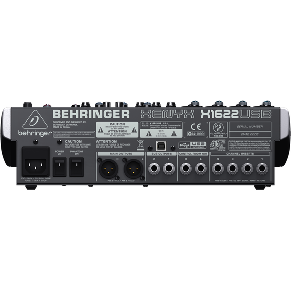 BEHRINGER XENYX X1622USB-EU Микшерный пульт компактный малошумящий, 4 моновхода, 4 стереовхода