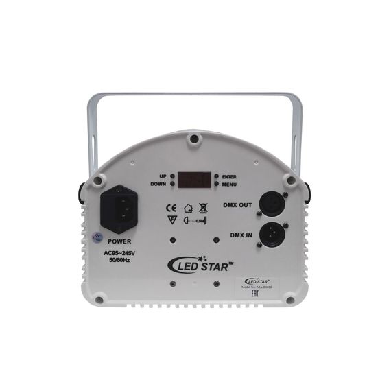 LED STAR MA-E002B Эффект светодиодный, 4 в 1, 120W, BEYE, Gobo, Strobe, Laser red/green, DMX, master/slave, авто, звуковая активация, пульт управления