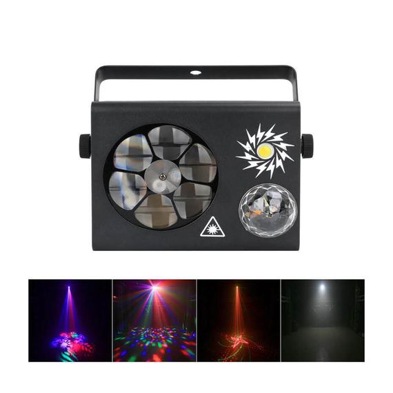 LED STAR MA-E009A Эффект светодиодный, 4 в 1, 40W, Ball, Gobo, Strobe, Laser red/green, DMX, master/slave, авто, звуковая активация, пульт управления
