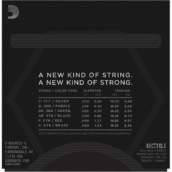 D'ADDARIO NYXL1260 Extra Heavy Набор 6 струн для электрогитары, калибр 12-60