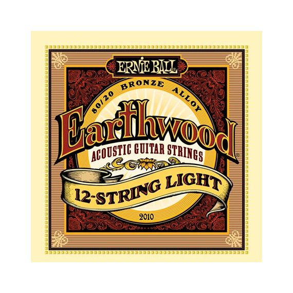 ERNIE BALL P02010 Earthwood 12-String Light, Комплект струн для акустической 12-струнной гитары, бронзовая оплетка