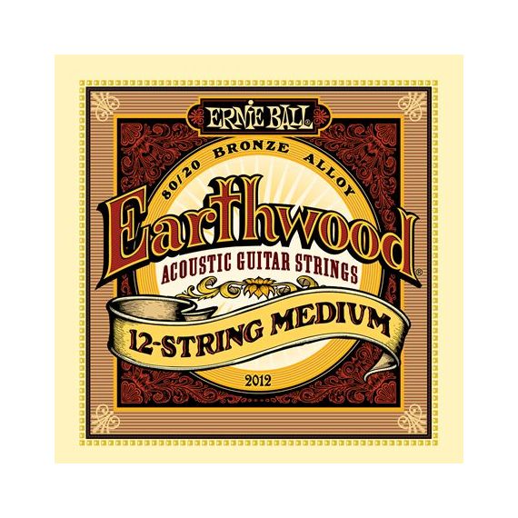 ERNIE BALL P02012 Earthwood 12-String Medium, Комплект струн для акустической 12-струнной гитары, бронзовая оплетка