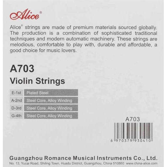 ALICE A703 Комплект струн для скрипки, никель,