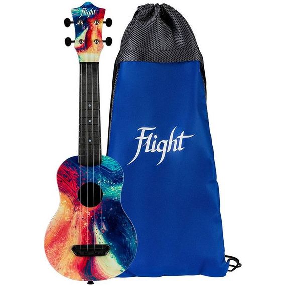 FLIGHT ULTRA S-40 Swirl укулеле сопрано, серия Ultra, полностью из поликарбоната, армированного стекловолокном. Цвет: цветные разводы. Струны флюорокарбон.Рюкзак в комплекте
