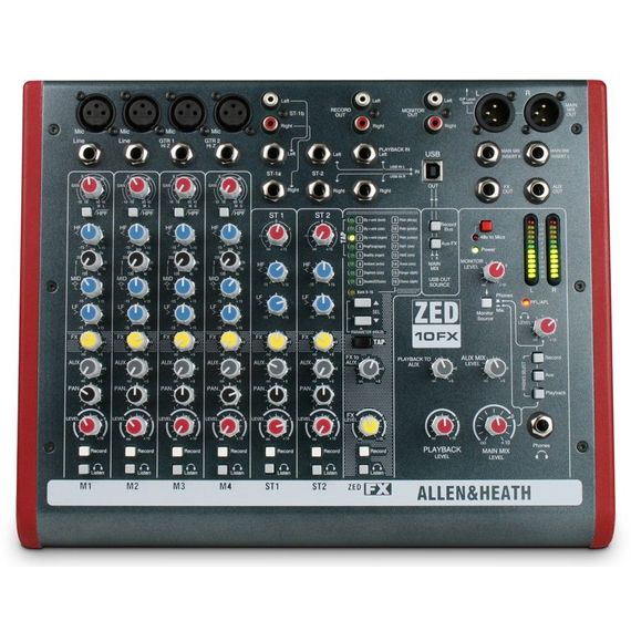 ALLEN&HEATH ZED10FX Микшерный пульт 4 моно, 2 стерео, USB интерфейс, процессор эффектов
