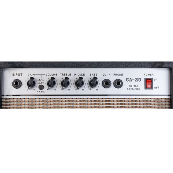 BG GA20 Усилитель гитарный комбо, 20 Вт, 6,5", : Input, Gain, Overdrive S/W Volume, Treble, Middle,