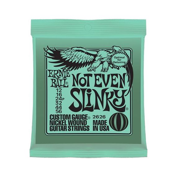 ERNIE BALL P02626 Nickel Wound Not Even Slinky® , Комплект cтрун для 6-струнной электро-гитары, никелированная стальная оплетка, шестигранный стальной керн 12-16-24p-32-44-56