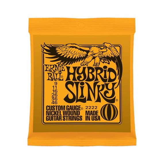 ​ERNIE BALL P02222 9-46 Nickel Wound Custom Gauge Hybrid Slinky, Комплект cтрун для электро-гитары,