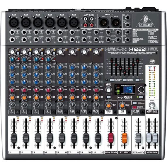 BEHRINGER X1222USB Микшерный пульт ,4моно,4стер.,6 мик.предусил,2 AUX-шины,процессор эффектов, USB,эквалайзер