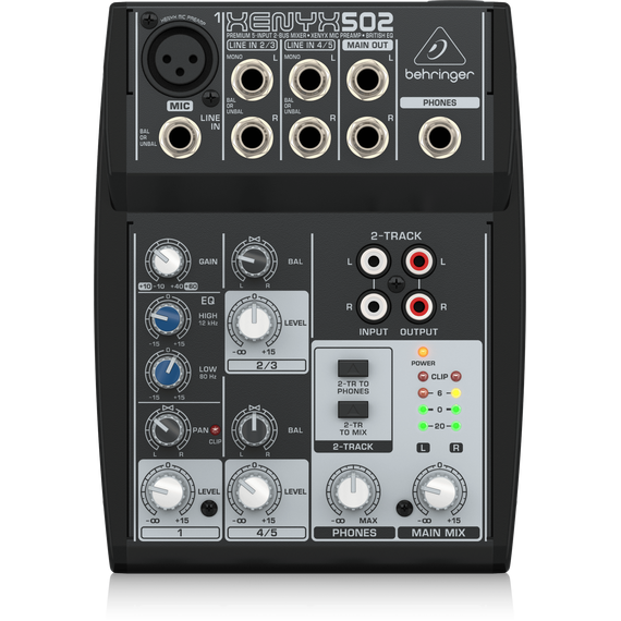 BEHRINGER XENYX 502-EU Сверхкомпактный, малошумящий микшерный пульт с фантомным питанием,