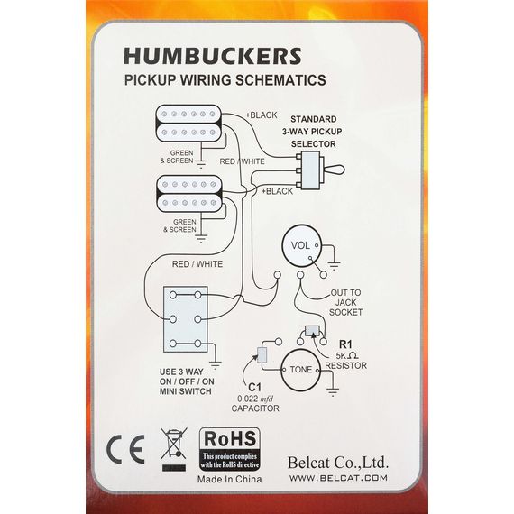 ​BELCAT BH-34Neck-WH Звукосниматель магнитный, хамбакер, нековый, белый