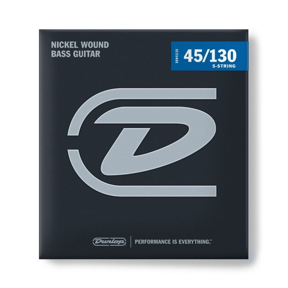 DUNLOP DBN45130 Комплект струн для 5-струнной бас-гитары, никелированные, Medium, 45-130
