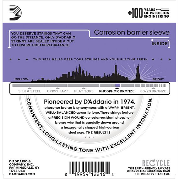 D'ADDARIO EJ26 Набор 6 струн для гитары акустик фосфор-бронза 011-052