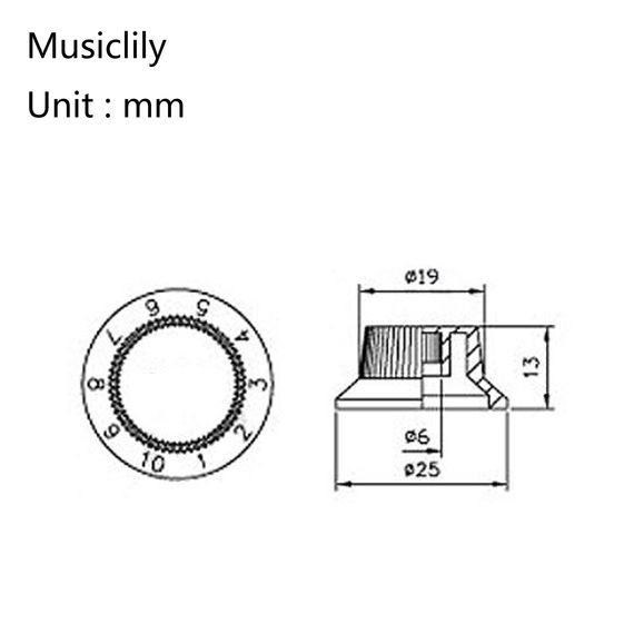 MUSICLILY MX1733AW-2MX1734AW Комплект ручек потенциометров (2+1), Strat Style, белые