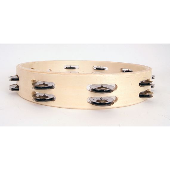 DADI HLT-122 Тамбурин круглый без кожи 12" деревянный, 2 ряда бубенцов
