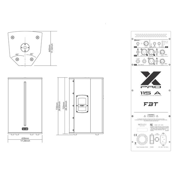 FBT X-PRO 115A Активная акустическая система, НЧ 1200 Вт+ВЧ 300 Вт