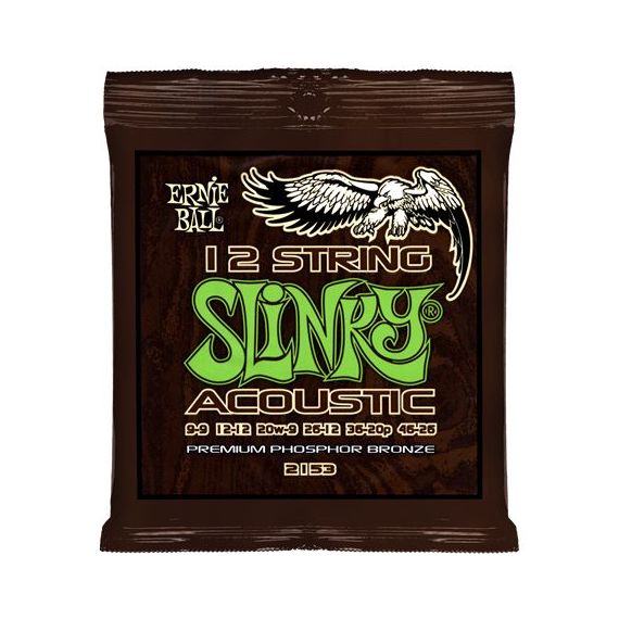 ERNIE BALL P02153 Slinky Комплект струн для 12-струнной акустической гитары, фосфор/бронза, 9-46