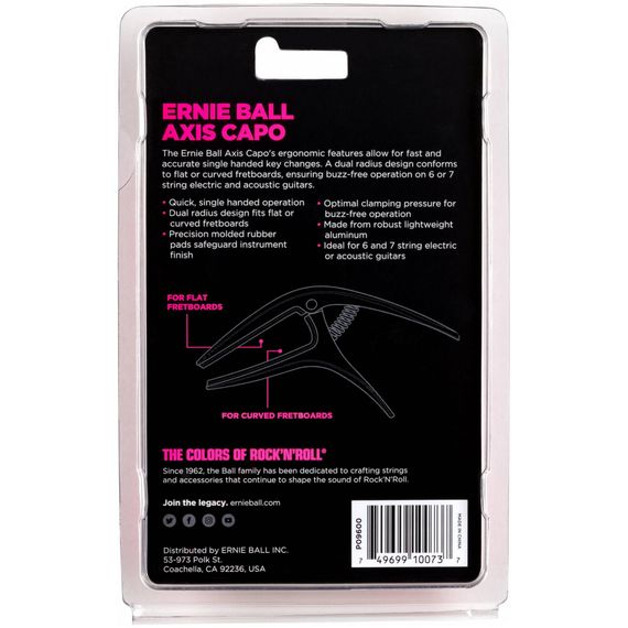 ERNIE BALL 9600 каподастр Axis, универсальный, пружинный, цвет чёрный