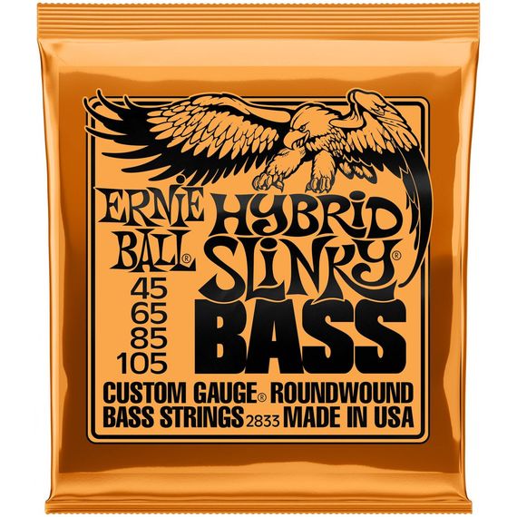 ​ERNIE BALL P02833 Hybrid Slinky Bass Комплект струн для бас-гитары, 45-105, никель