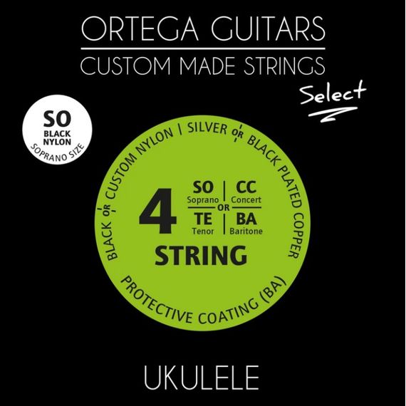 ORTEGA UKSBK-SO Select Комплект струн для укулеле сопрано, черный нейлон, с покрытием