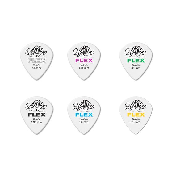 DUNLOP 4660 Tortex Flex Jazz III XL Медиатор 6 толщин: 0.73, 0.88, 1.0, 1.14, 1.35, 1.5мм
