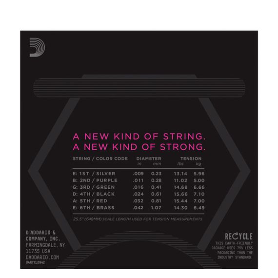D`ADDARIO NYXL0942 SUPER LIGHT 9-42 струны для электрогитары, толщина 9-42