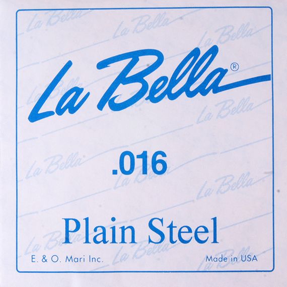LA BELLA PS016 Отдельная стальная струна без оплетки диамером 0,016.