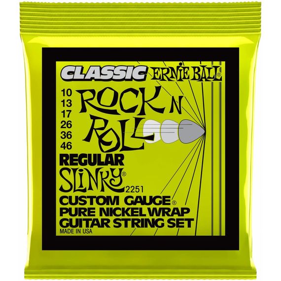 ERNIE BALL 2251 Classic Rock n Roll Pure Nickel Slinky Regular 10-46 Струны для электрогитары