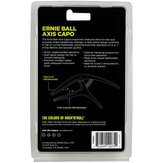 ERNIE BALL 9602 Axis Каподастр для акустической и электрогитары