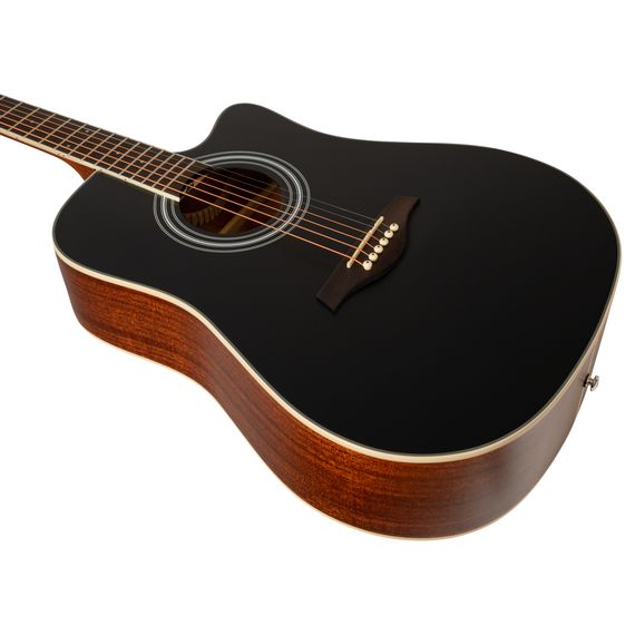 ROCKDALE Aurora D6 C BK Satin Акустическая гитара. Форма корпуса Dreadnought с вырезом. Цвет черный.