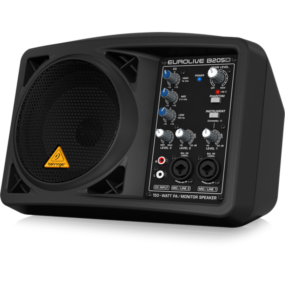 BEHRINGER B205D активная АС/монитор 5,25" 125Вт (пик 150Вт), микшер, эквалайзер, резьба для установки на мик.стойку