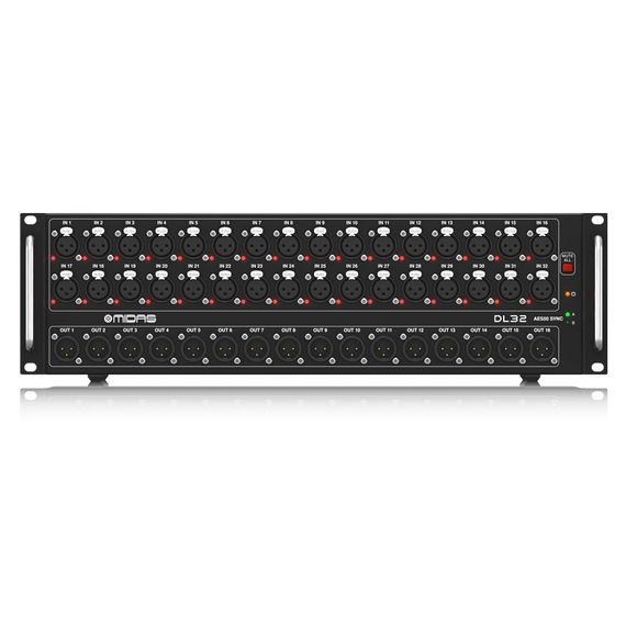 MIDAS DL32 стейдж-бокс, 32 мик/лин входов, 16 лин выходов XLR, 48 кГц, 2 x AES50, 2 x AES/EBU, ULTRA