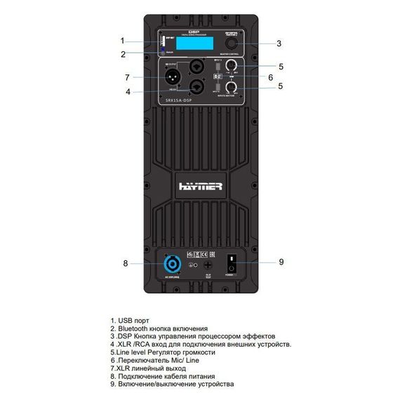HAYMER SRX12A-DSP Акустическая система активная, 500 Вт, 12"+2", изображение 4