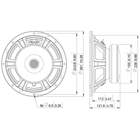 LAVOCE WSF102.50 Динамик 10" басовый, 500 Вт, 8 Ом