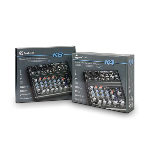 AURASONICS K8 компактный микшерный пульт 2 мик.+2мик.моно/линейных стерео+1 лин.стерео+FXстерео