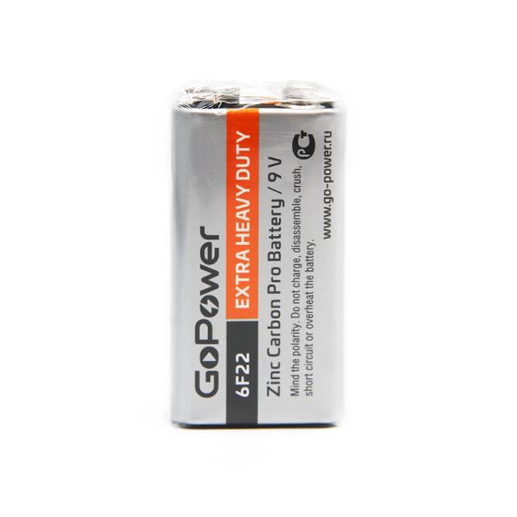 GOPOWER 00-00015598 Carbon Zinc PRO Элемент питания Крона 6F22 9В, солевой