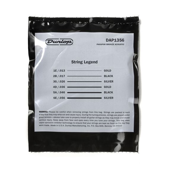 DUNLOP DAP1356 Комплект струн для акустической гитары, фосф. бронза, Medium, 13-56
