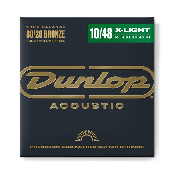 DUNLOP DAB1048 Струны для акустической гитары,Комплект, бронза 80/20, Extra Light,10-48