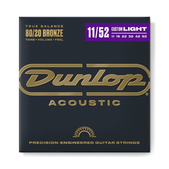DUNLOP DAB1152 Комплект струн для акустической гитары, бронза 80/20, Medium Light, 11-52