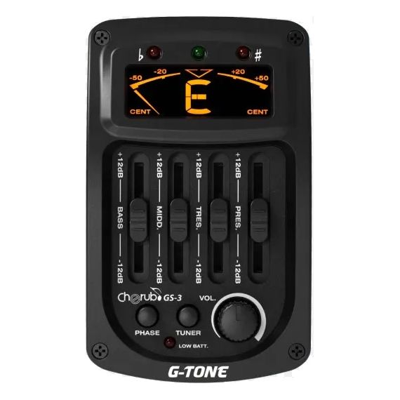 CHERUB GS-3 Эквалайзер для акустической гитары, врезной, 4-х полосный, с инверсией фазы и тюнером
