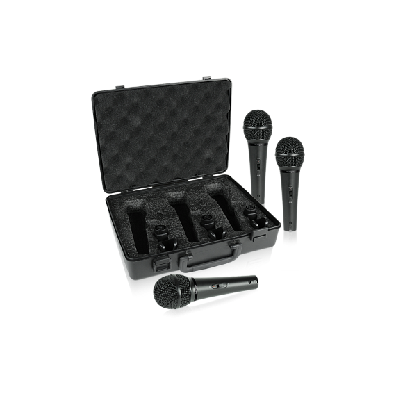 BEHRINGER XM1800S Комплект из 3 кардиоидных динамических микрофонов, 80-15000Гц, держатели, кейс