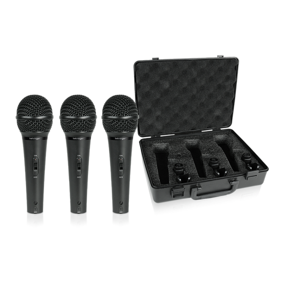 BEHRINGER XM1800S Комплект из 3 кардиоидных динамических микрофонов, 80-15000Гц, держатели, кейс