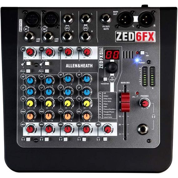 ALLEN&HEATH ZED6FX Микшерный пульт, 2 микрофонн. / линейн. входа, 2 стерео вх. , 2-пол. эквалайзер