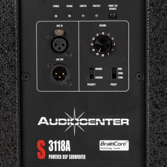 AUDIOCENTER SA3118 Активный 1х18" сабвуфер 1000Вт, макс SPL 134 дБ