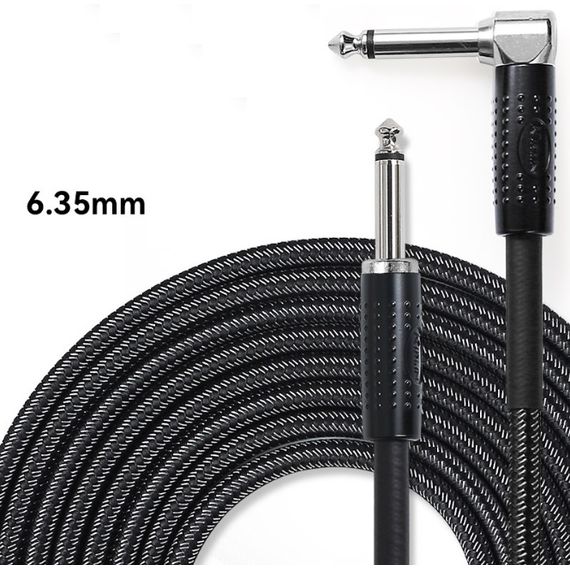 KIRLIN CIW-202B BK 20AWG Кабель инструментальный Jack-угловой Jack 6 мм тканый 3м