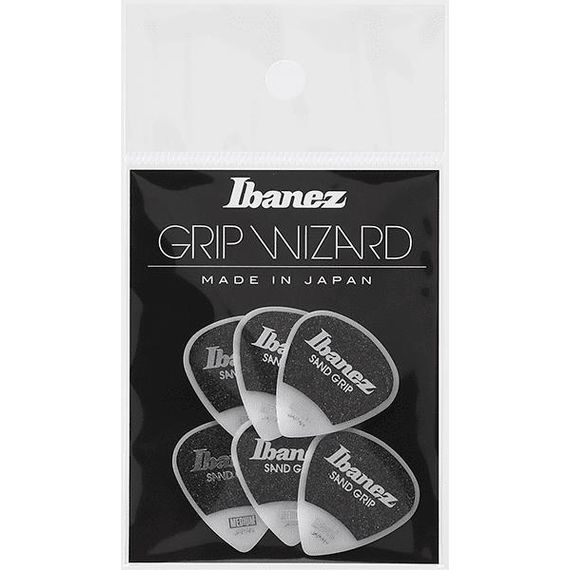 IBANEZ SAND GRIP PPA16MSG-WH Медиаторы, комплект 6 штук черно-белой расцветки с абразивный напыление