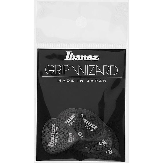 IBANEZ RUBBER GRIP PPA16MRG-BK Медиаторы, комплект 6 штук, цвет черный. Материал полиацеталь, прорез