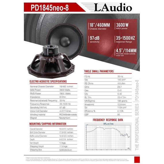LAUDIO PD1845neo-8 Динамик 18", 1800Вт, 8 Ом